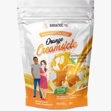 Calcium chewable candy with orange flavor