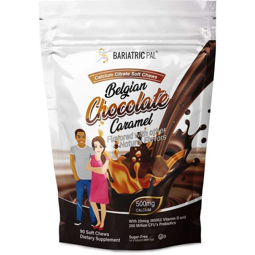 Sugar Free Calcium Citrate 500mg with Probiotics Belgian Caramel Chocolate 90g Candy
